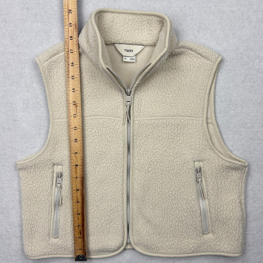Vuori Sherpa Fleece Vest Womens XS Cream Off White Full Zip Outdoor Cozy Gilet - Picture 7 of 11